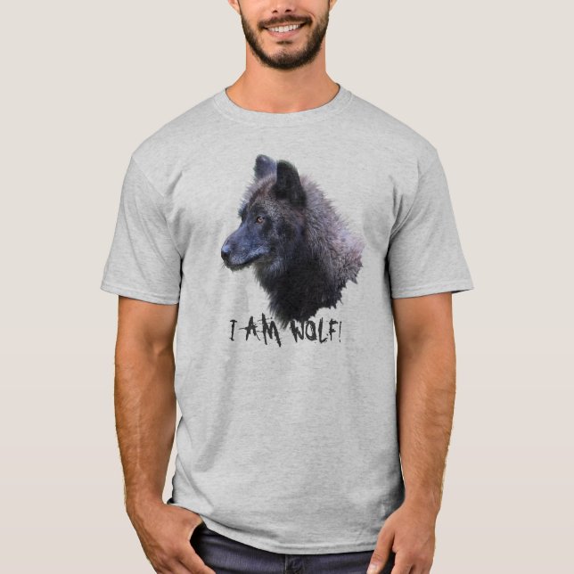 Alpha Grått Varg Head Wildlife T-Shirt (Framsida)
