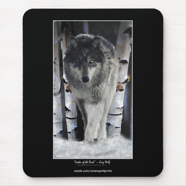 ALPHA GRÅTT VARG Wildlife Supporter Mousepad Musmatta (Framsidan)