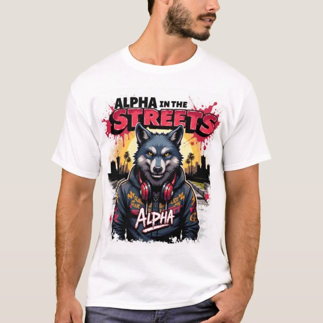 alpha in the streets T-shirt design  (Framsida)