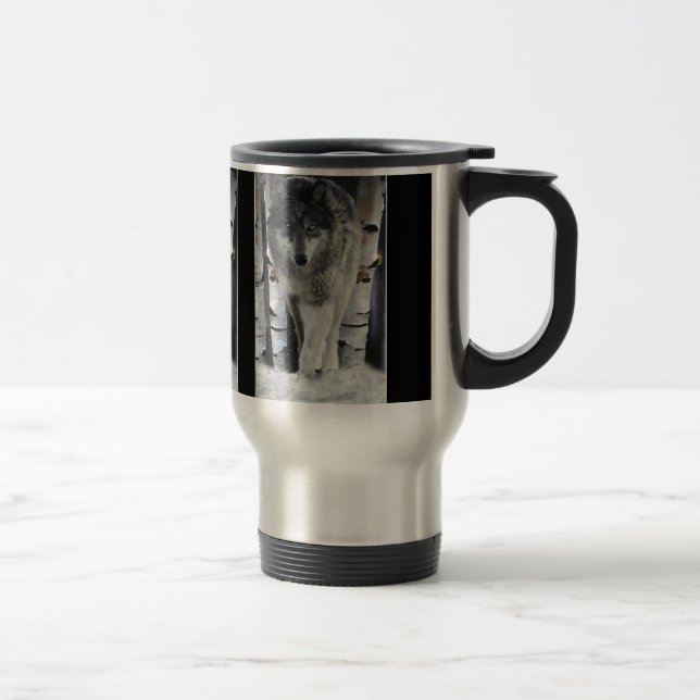 Alpha Male GRÅTT TIMBER VARG Wildlife Gift Mugg (Höger)