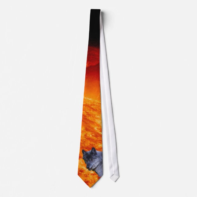 Alpha Male Grått Varg & Flaming Sol Wildlife Tie Slips (Framsida)
