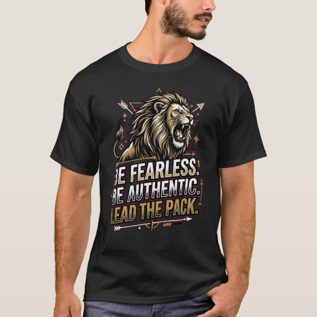 Alpha Mindset Lion T-Shirt – Be Fearless Lead The  (Framsida)