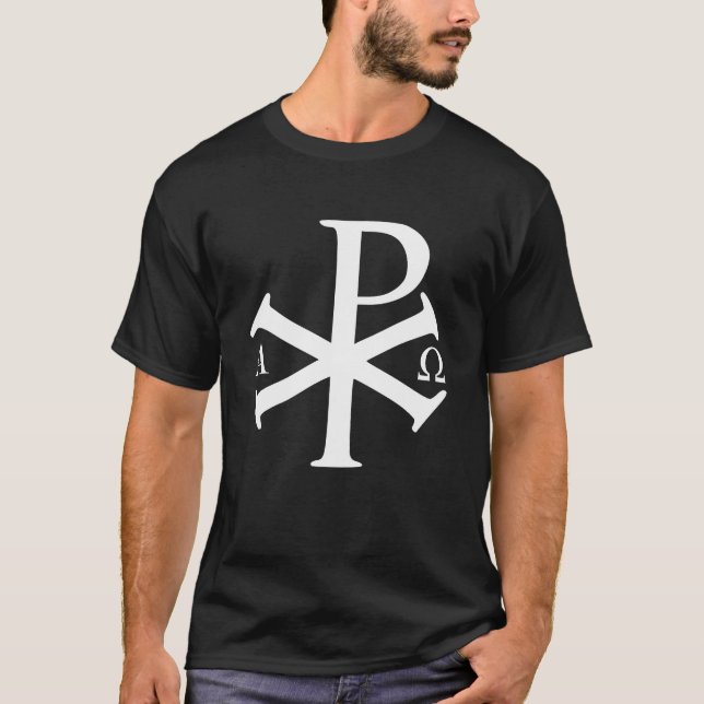 Alpha Omega Chi Rho Byzantine Christian Jesus Chri T Shirt (Framsida)