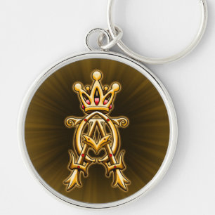 Alpha Omega Kung i Kung Design Rund Silverfärgad Nyckelring