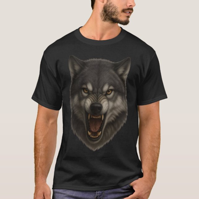 Alpha Roar – Ilsken Varg Ansikte T-shirt (Framsida)