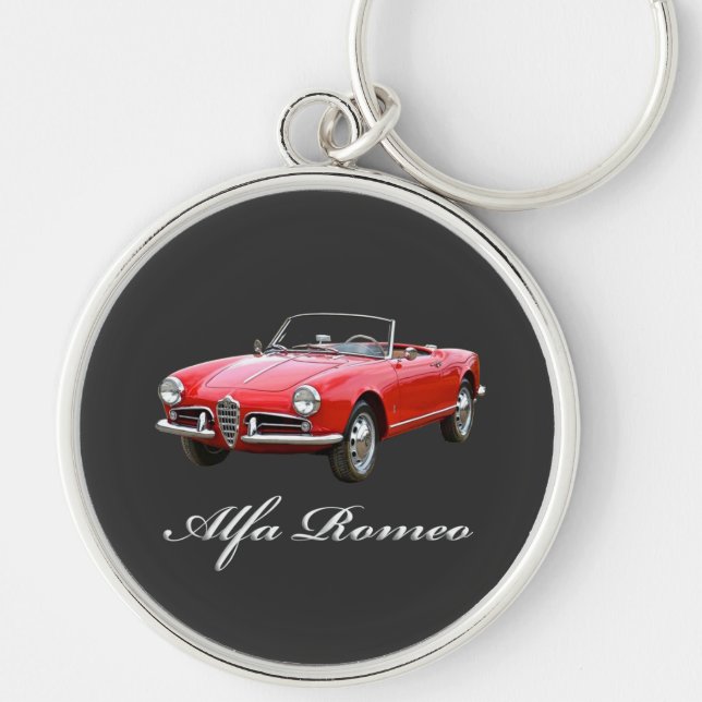 Alpha Romeo Keychain Rund Silverfärgad Nyckelring (Framsidan)