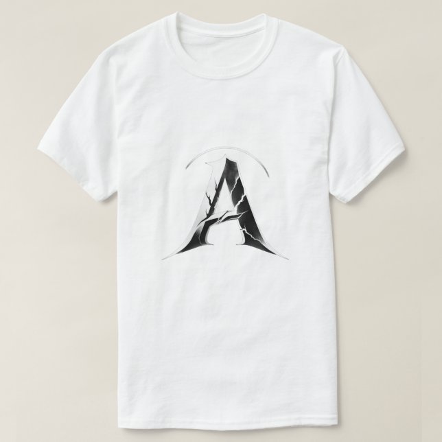 Alpha Shadow A – Premium Svart Bokstav A T-Shirt (Design framsida)