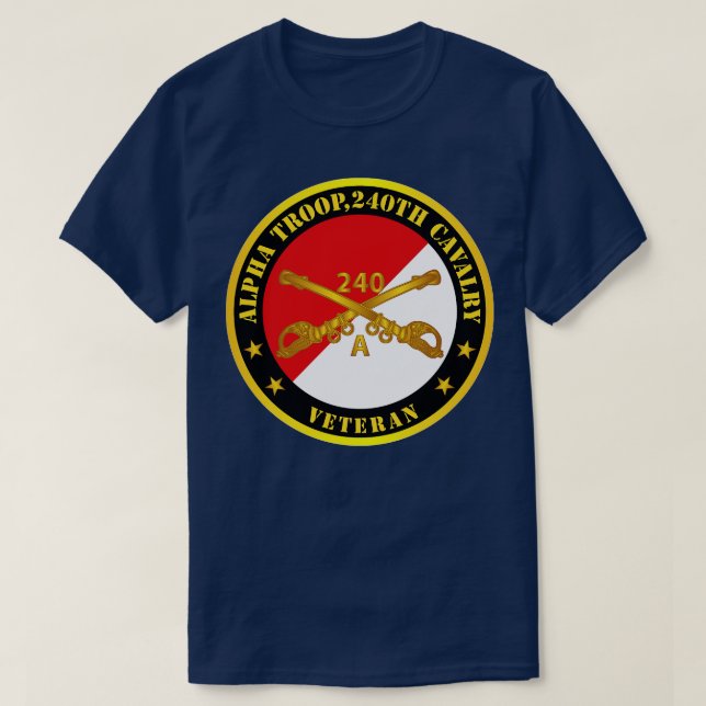 Alpha Troop 240:e Cavalry Gren Veteran Red White T Shirt (Design framsida)
