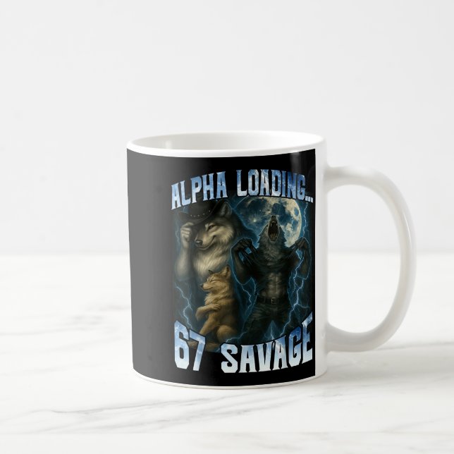 Alpha Wolf Loading 67 Percent Savage Funny Wolves  Kaffemugg (Höger)