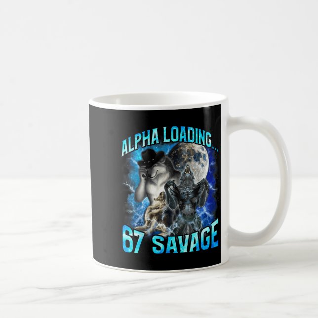 Alpha Wolf Loading 67 Percent Savage Funny Wolves  Kaffemugg (Höger)