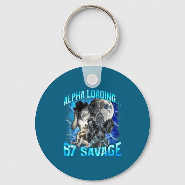 Alpha Wolf Loading 67 Percent Savage Funny Wolves  Nyckelring (Framsida)