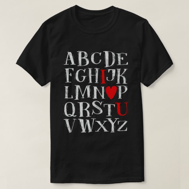 Alphabet ABC Heart Kärlek Valentines day Lärare T Shirt (Design framsida)