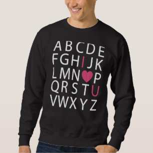 Alphabet Abc I Hjärtar din lärare Alla hjärtans da Lång Ärmad Tröja