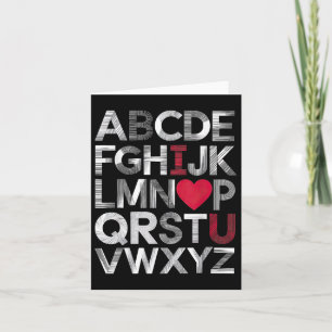 Alphabet Abc I Kärlek du Heart Valentines day Kort