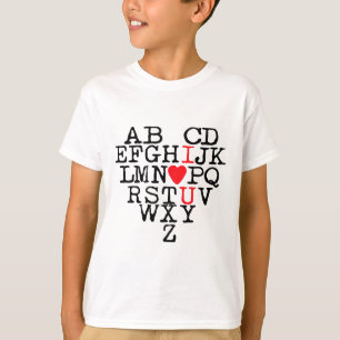 Alphabet Abc I Kärlek Du t Shirt Valentines day He