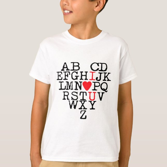 Alphabet Abc I Kärlek Du t Shirt Valentines day He (Framsida)