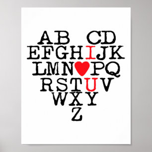 Alphabet Abc I Kärlek Du t Shirt Valentines day He Poster