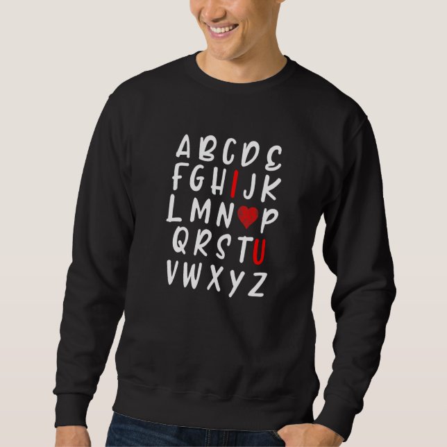 Alphabet Abc I Kärlek Du tryckte Valentineser för  Lång Ärmad Tröja (Framsida)