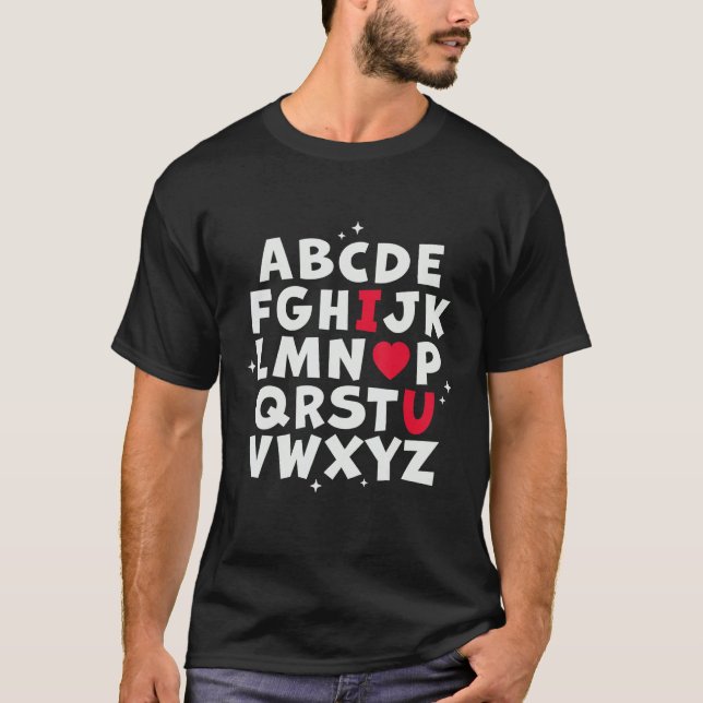 Alphabet ABC I Kärlek You - Engelsk lärare Valenti T Shirt (Framsida)