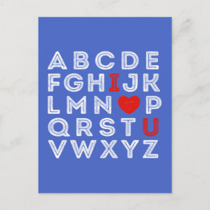 Alphabet ABC I Kärlek You Helg Vykort