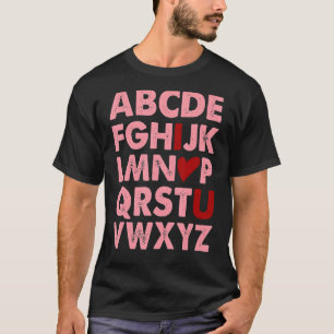 Alphabet ABC I Kärlek You Valentines day Heart Fun T Shirt