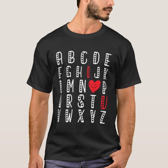 Alphabet ABC I Kärlek You Valentines day Memine T Shirt (Framsida)