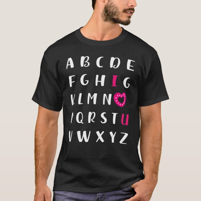 Alphabet ABC I Love You T-Shirt Valentines Day Hea (Framsida)