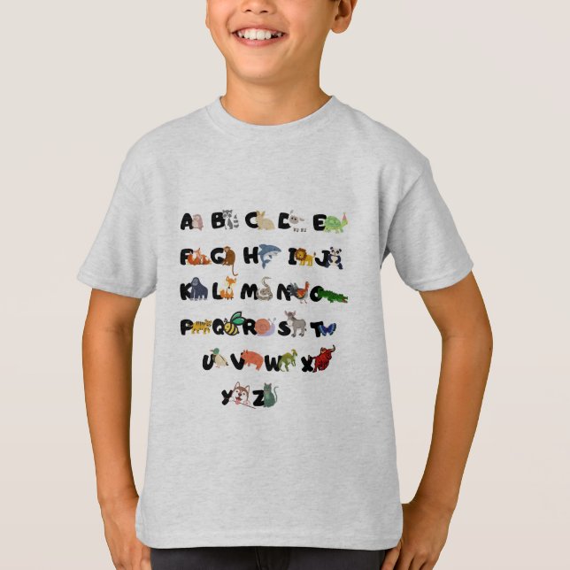 Alphabet Abc lustigt, skjortdjur T Shirt (Framsida)