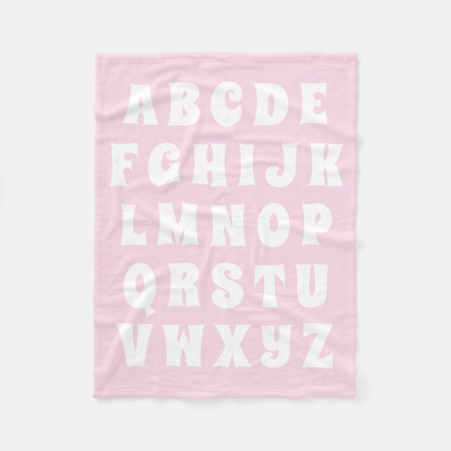 Alphabet Abc mönster, vita rosor, rumsdekaler Fleecefilt (Framsidan)