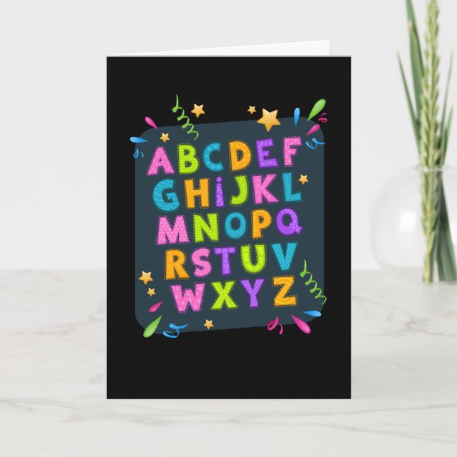 Alphabet Abc School Start Girls Boys Kort (Framsida)