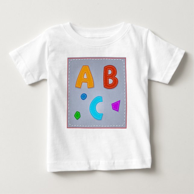 Alphabet ABC Vector Stitches Red Blue Lila Orang T Shirt (Framsida)