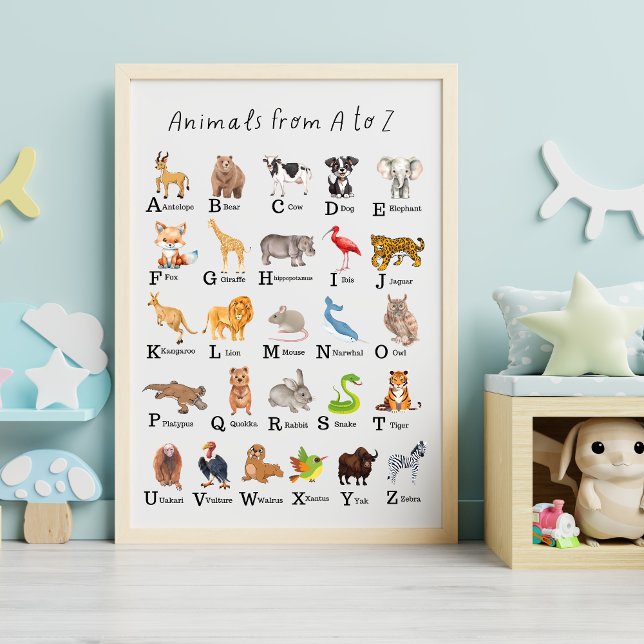 Alphabet Animal A - Z Children Education Nursery Poster (Skapare uppladdad)