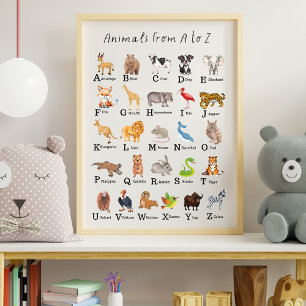 Alphabet Animal A - Z Education Classroom Poster