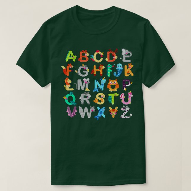 Alphabet Animal ABCs Learning Back to school Teach T Shirt (Design framsida)