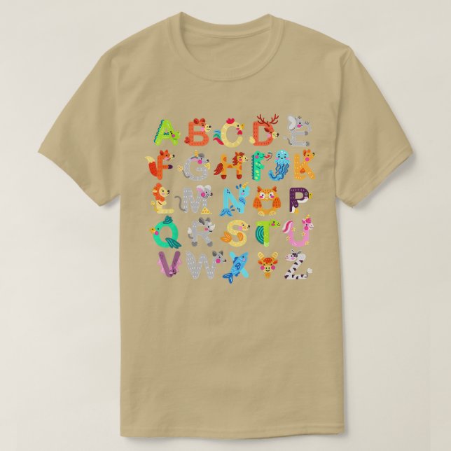 Alphabet Animal ABCs Learning Back to school Teach T Shirt (Design framsida)