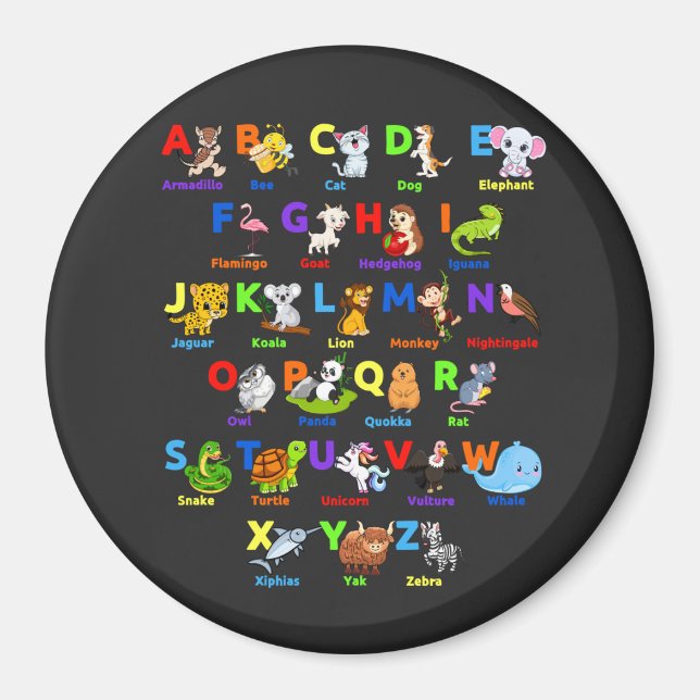Alphabet Animal ABCs Learning Circle Magnet (Framsidan)