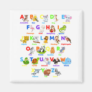 Alphabet Animal ABCs Learning Square Magnet
