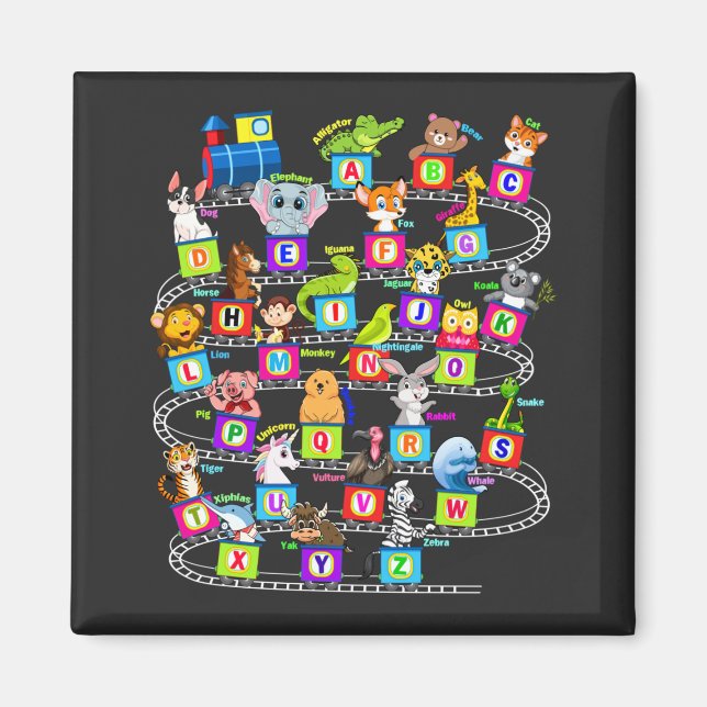 Alphabet Animal ABCs Learning Square Magnet (Framsidan)