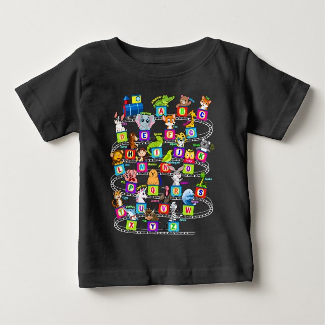 Alphabet Animal ABCs Learning  T Shirt (Framsida)