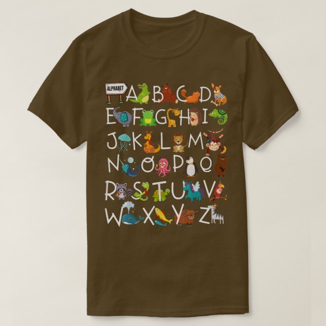 Alphabet Animal ABCs LearningKids Begin Learn Gift T Shirt (Design framsida)