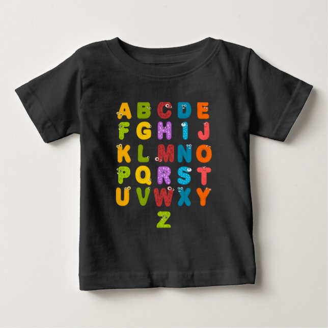 Alphabet Animal Brev Zoo Kids Child Nursery T Shirt (Framsida)