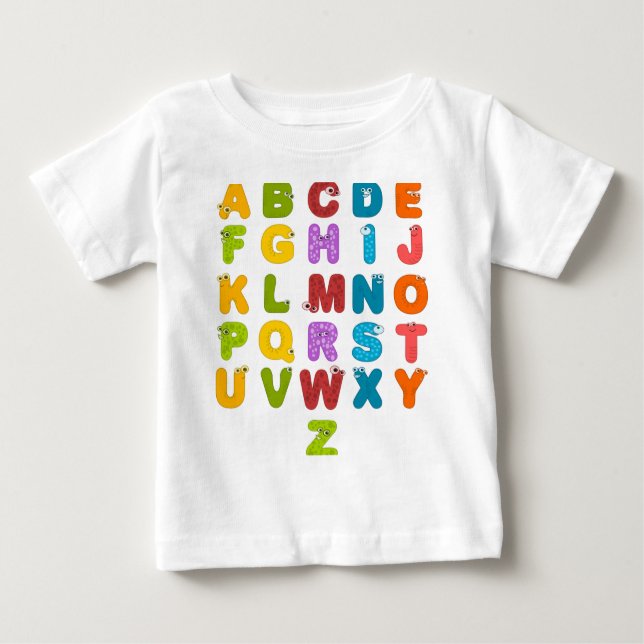Alphabet Animal Brev Zoo Kids Child Nursery T Shirt (Framsida)