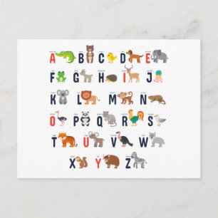 Alphabet Animals - toppen söt! Vykort