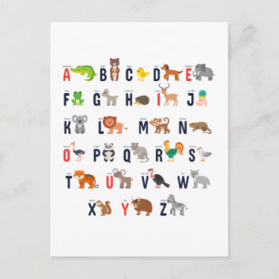 Alphabet Animals - toppen söt! Vykort