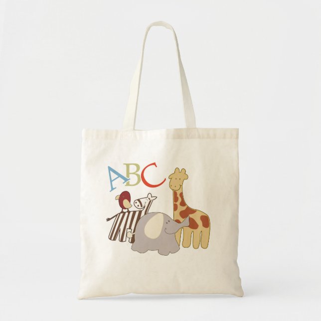 Alphabet Animals Tote Bag med ABC Brev Tygkasse (Framsidan)