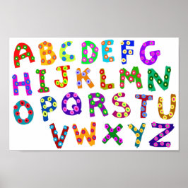 Alphabet Art Colorful Typography Modern Kids Decor Poster