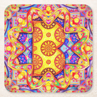 Alphabet B mandala Underlägg Papper Kvadrat