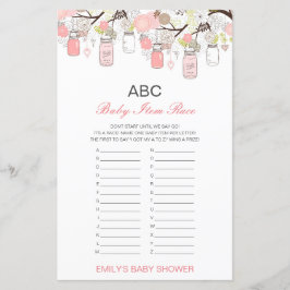 Alphabet Baby Item Baby Shower-spel utskriven