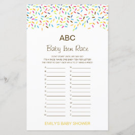 Alphabet Baby Item Baby Shower-spel utskriven