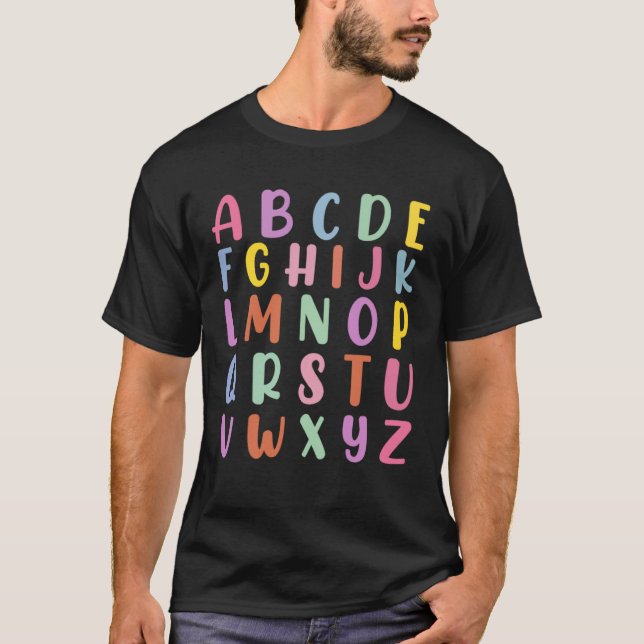 Alphabet Back To School Pre K Kindergarten Teacher T Shirt (Framsida)